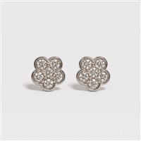 Orecchini da donna in oro bianco 18 kt a fiore con zirconi – 2.26 g – Idee Preziose dal 1987 - IP.OK18B/26